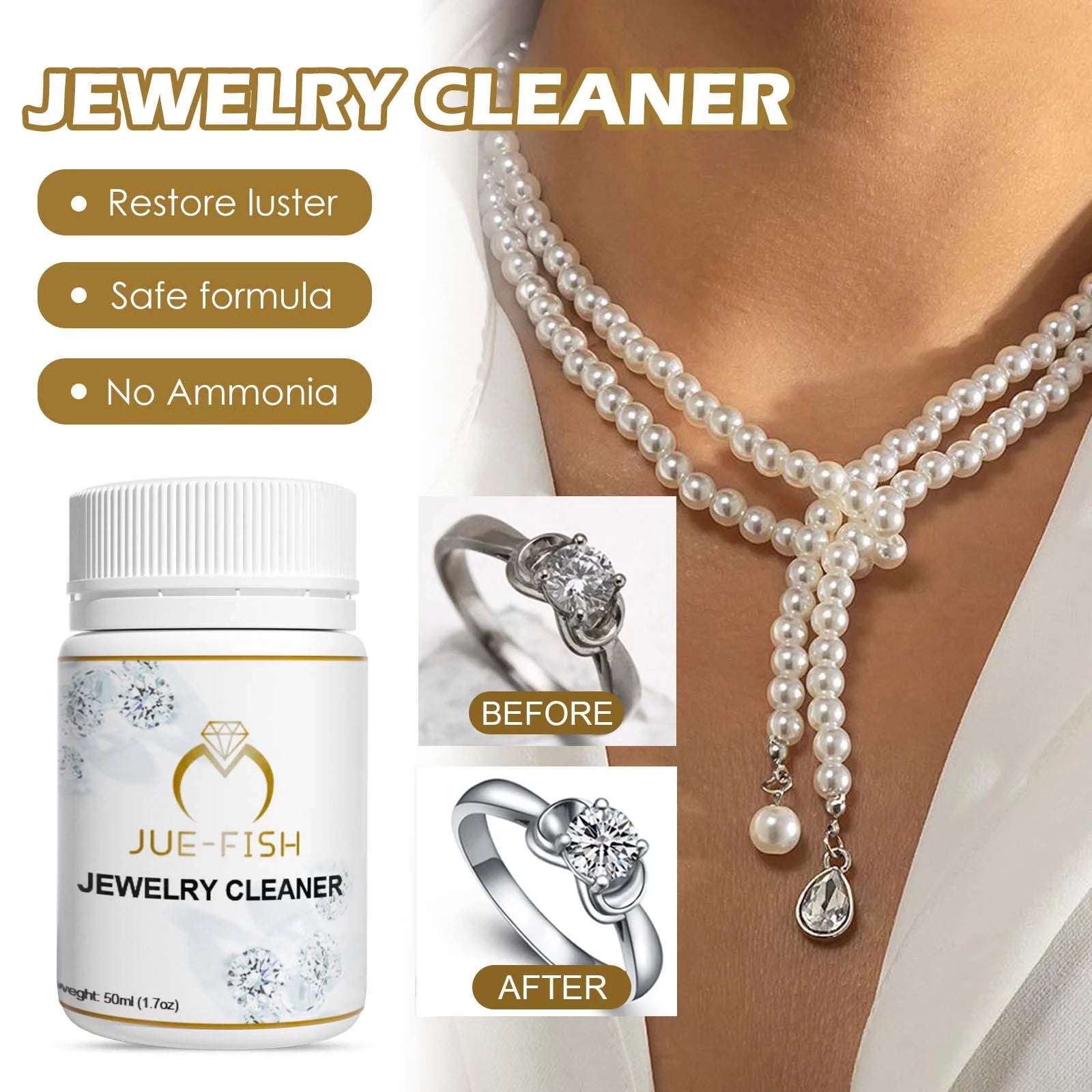 , Gold and Silver , Toxin and Chemical-Free Jewelry Cleaning Solution, Gentle Cleaner Spray for Shine & Brilliance to Gold, Platinum, Precious Gemstones & Diamond